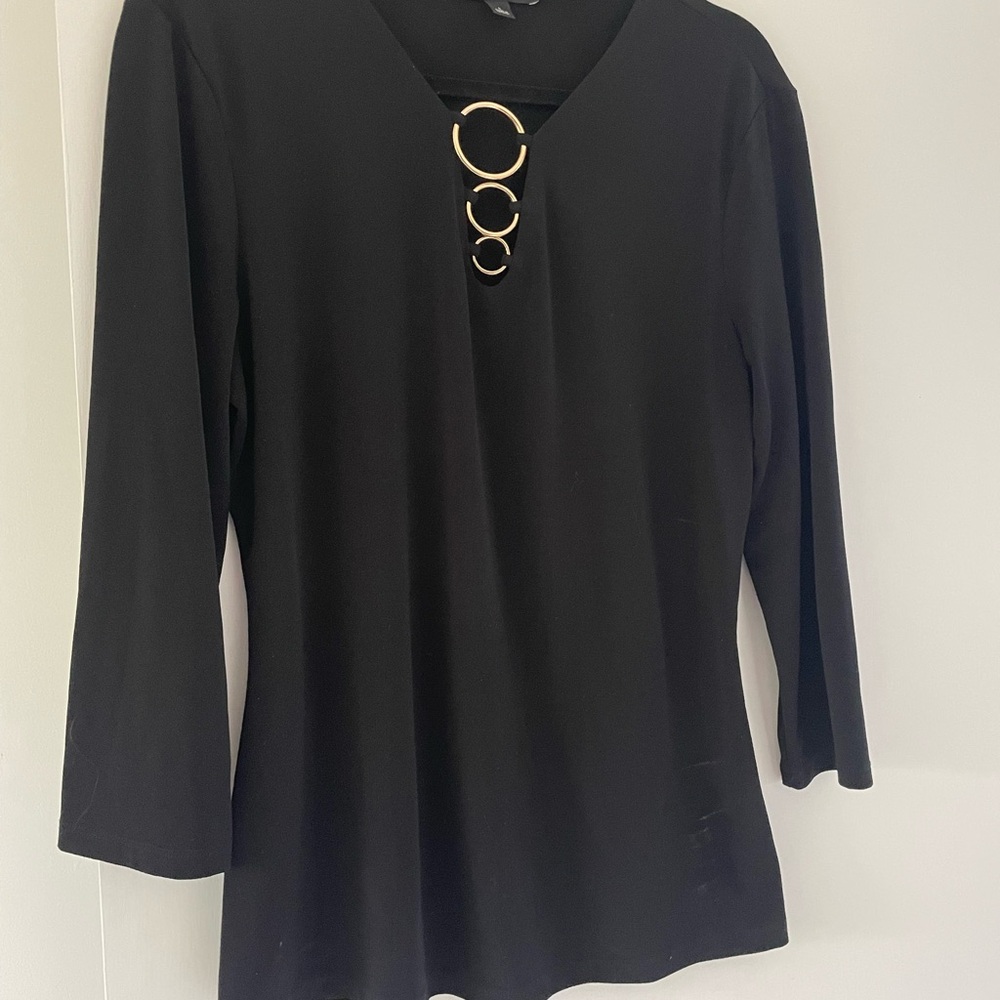 Black Women's Top with Gold Accents